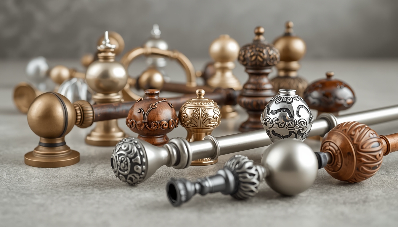 Selection of premium curtain rods and finials